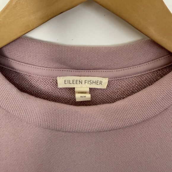 Eileen Fisher Med Hi Crew Neck Long Tunic Light Plum Lagenlook Boxy Made In Peru - Picture 3 of 14